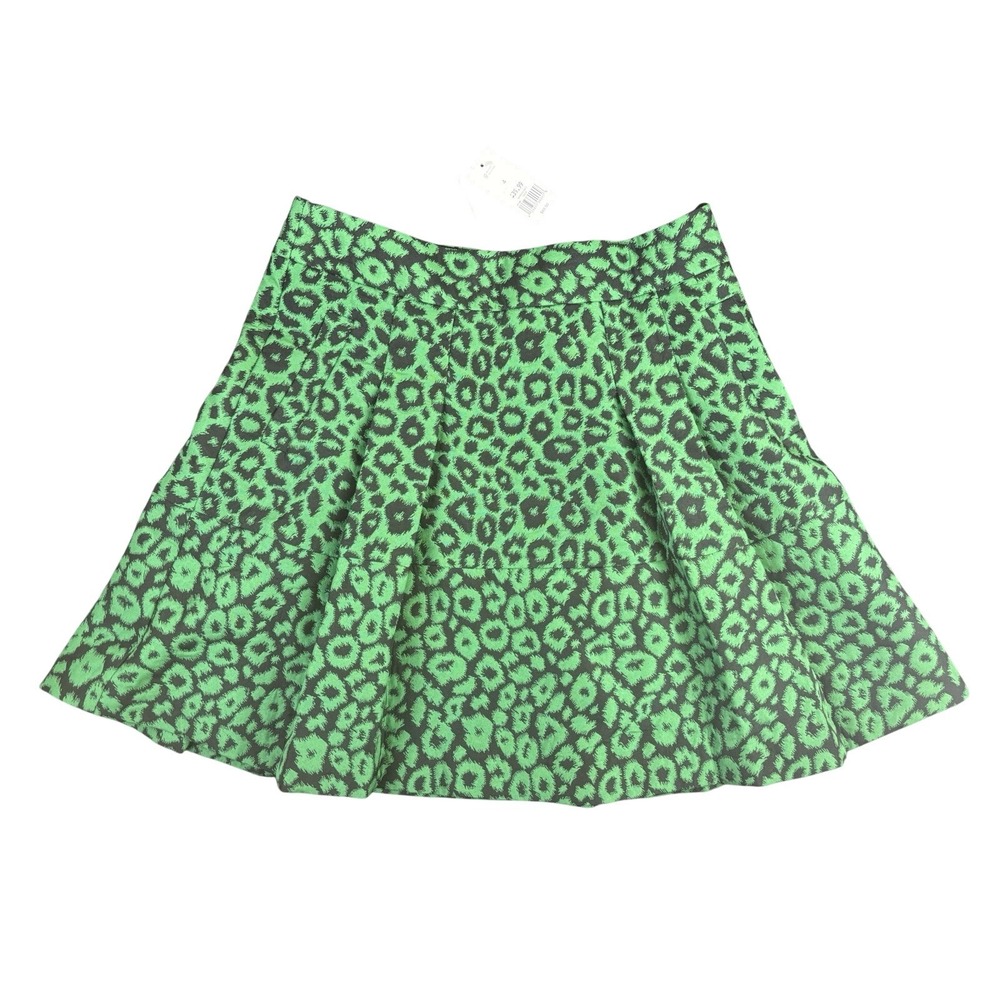 NWT Banana Republic A Line Skirt Womens Green Leopard Jacquard Side Zipper SZ 4